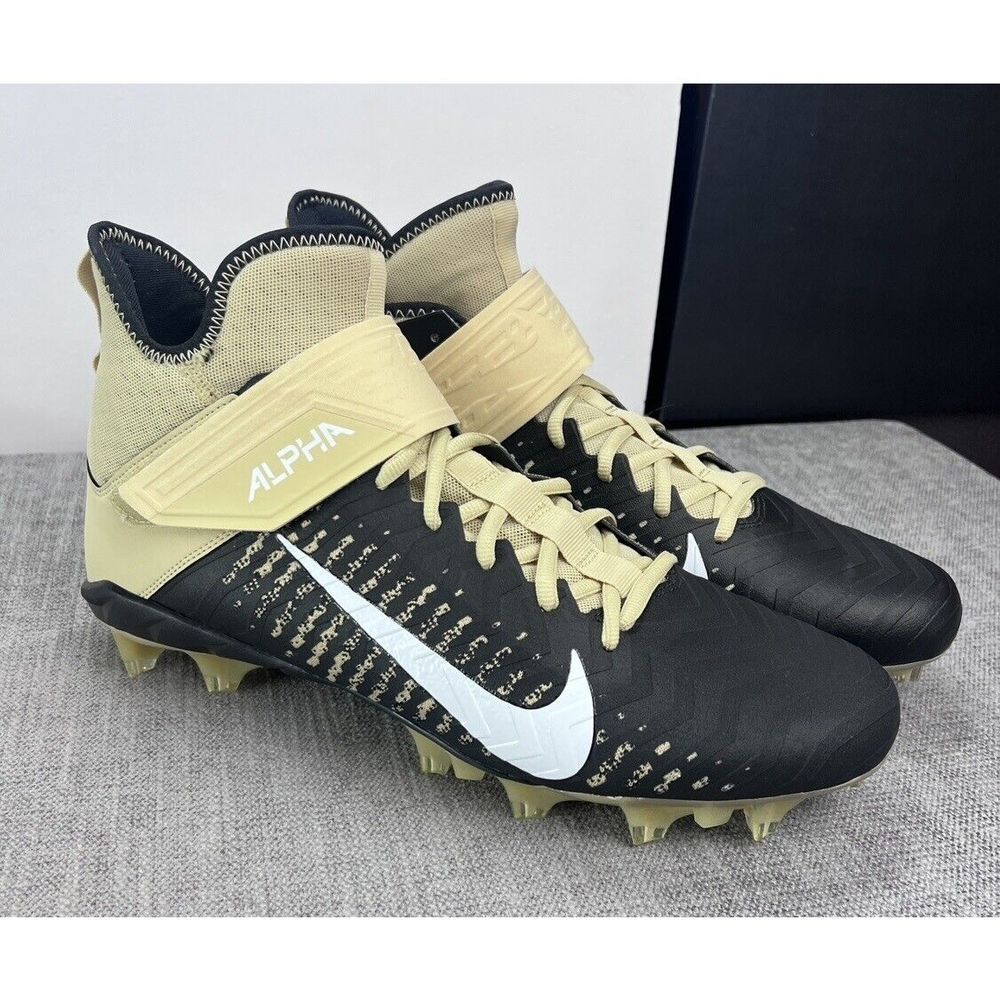 Nike Alpha Menace Pro 2 Mid Black Gold Football Cleats BV3945-700 Size 13